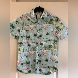 Tropical Print Blue Shirt